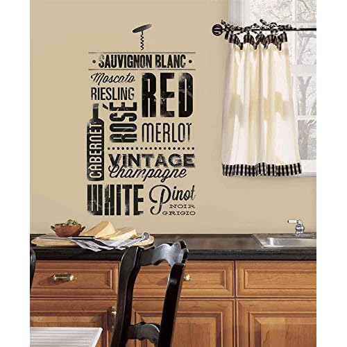 RoomMates RMK2649SCS Wine Lovers Peel and Stick Wall Decals, Black