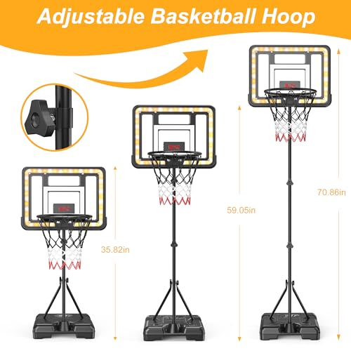 Flybakiz Kids Indoor Basketball Hoop with Scoreboard & Timer Stand – Adjustable Height