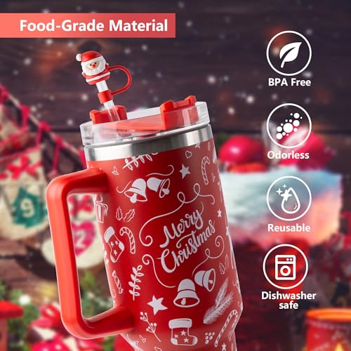 Christmas Silicone Straw Caps - 10mm Reusable Dust-Proof Toppers