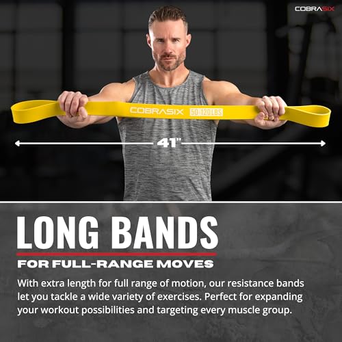 COBRASIX 6-Piece Resistance Band Set with Handles & Door Anchor for Full-Body Workout