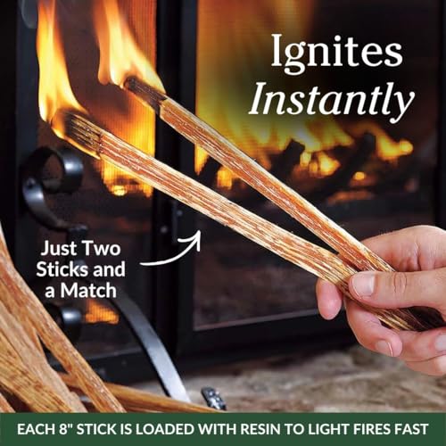 Plow & Hearth 11 Lb Fatwood Fire Starter Sticks - All-Natural Kindling for Fire Pits, Firesides, Campfires