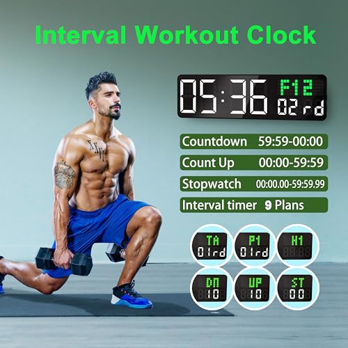 Digital Gym Clock with Remote Control - 12" Workout Timer