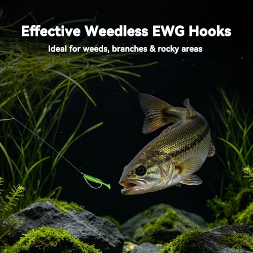 EWG Hooks for Bass Fishing - High Carbon Steel Worm Hooks - Black Nickel #4/0 (10pcs)