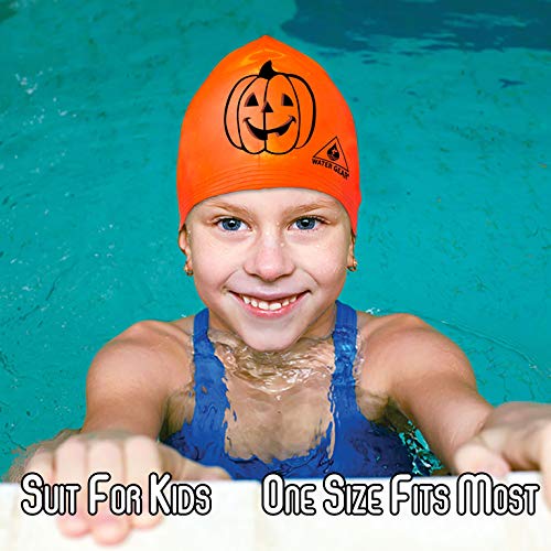 Latex Swim Cap for Long Hair - Waterproof Swimming Accessory - Pumpkin