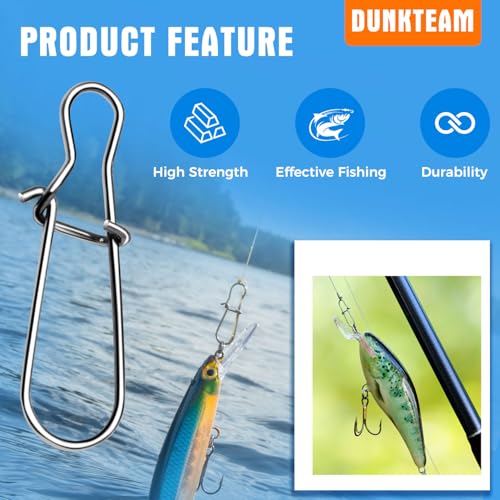Stainless Steel Duo Lock Snap Clips - Size #8, 220lb, 100PCS Fishing Tackle