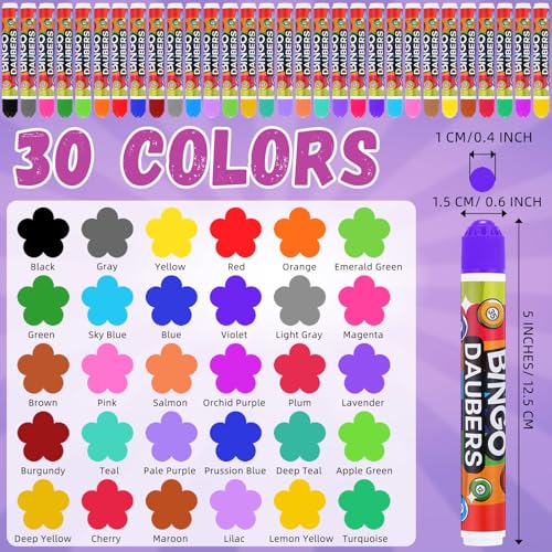 Crtiin 90 Pack Bingo Dot Markers - 30 Bright Colors, Kids Art Supplies