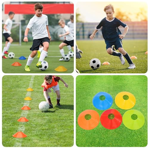 Soccer Cones Set - 60 Pack Training Disc Cones with Carry Bag