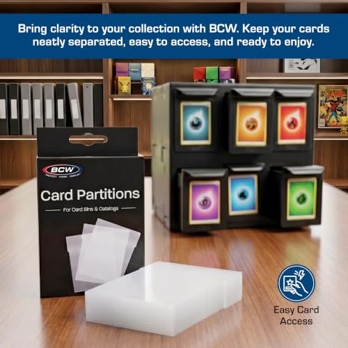 BCW Translucent Card Partitions - Frosted Plastic Dividers for Card Bins, 12 Pack (Standard Size)