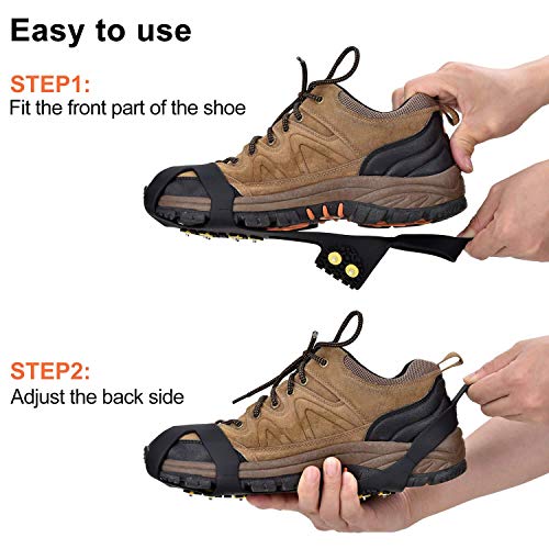 Ice Cleats Crampons for Shoes & Boots - Large (8-11 Men / 10-13 Women) - 10 Studs