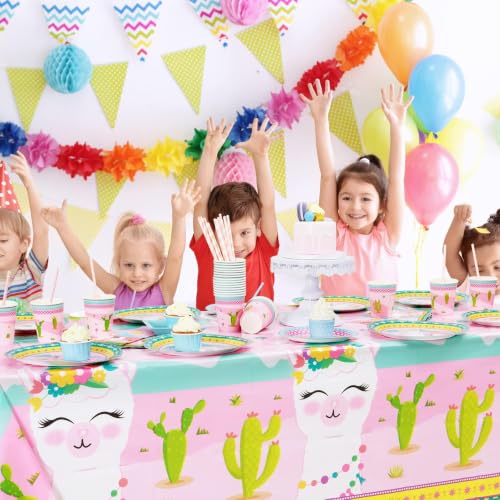 Alpaca Theme Tablecloth - 2 Pack 54" x 108" Disposable Covers