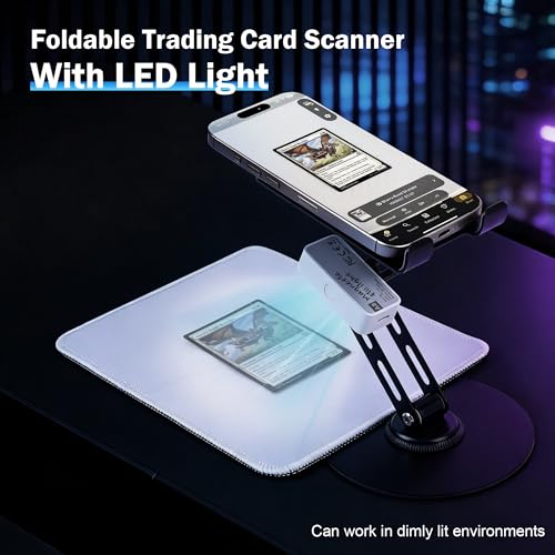 MTG & TCG Card Scanner Stand with Magnetic LED Light – Foldable Phone Holder for Quick Scanning