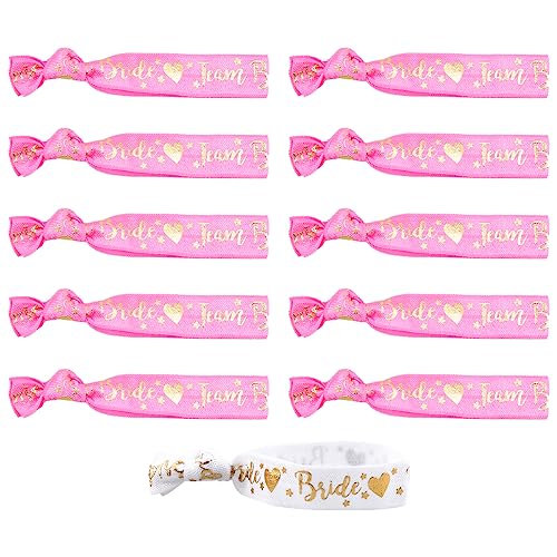 Hen Party Wristbands Set - 1 White Bride & 10 Pink Team Bride