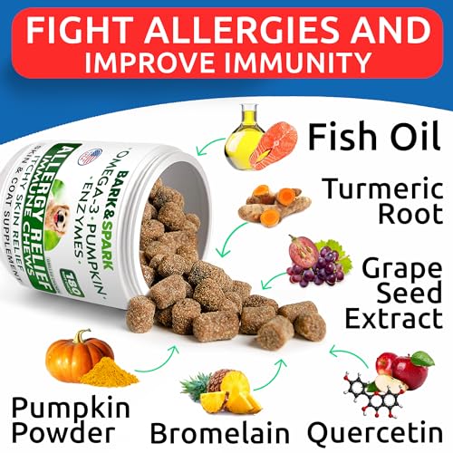 BARK&SPARK Chicken Allergy Relief Chews for Dogs - Skin Health 120 Soft Chews
