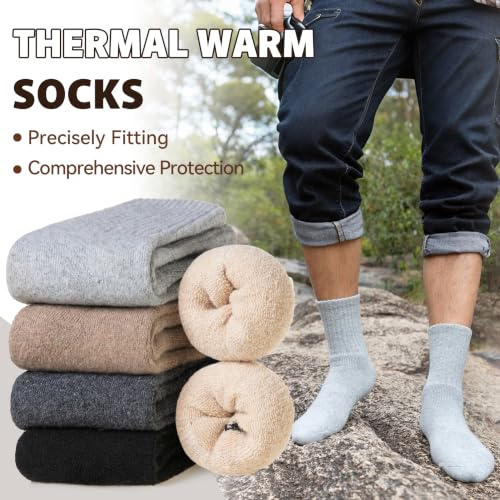 Merino Wool Hiking Warm Winter Boot Socks for Women Men – Medium, Black/Light Grey/Grey/Khaki/Brown (Eocom)