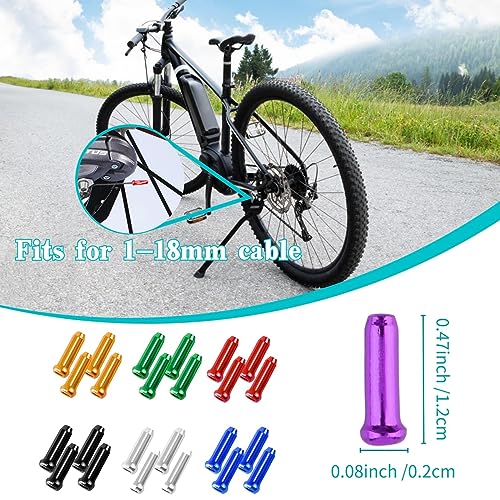 100PCS Colorful Bike Brake Cable End Caps - Durable Aluminum Crimps