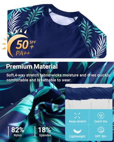 Daci Women Rash Guard 2-Piece Swimsuit Set Long Sleeve UPF50+ Blue Medium
