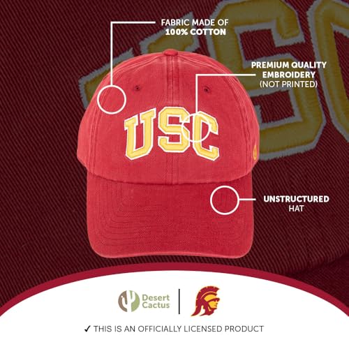 Red Southern California Embroidered Baseball Hat - One Size Desert Cactus