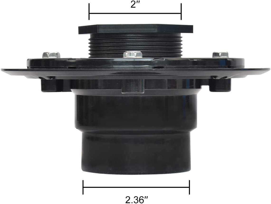 Elefloom Shower Drain Base, 2 inch ABS Shower Drain Flange with Threaded Joints and Rubber Joints for Square and Linear Shower Drain Installation