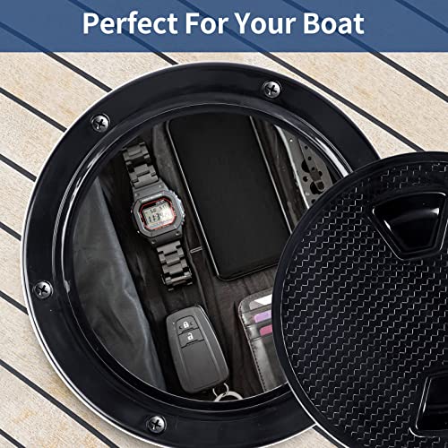 Smartmarine 6-Inch Black Round Boat Hatch Non-Slip Inspection Cover for Marine Yachts