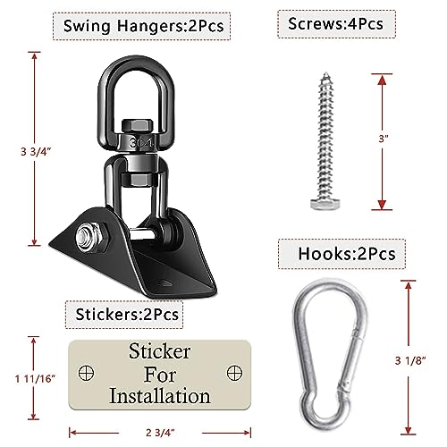 Heavy Duty Swing Hangers - 2000 LB Capacity - 2 Pack - Silver