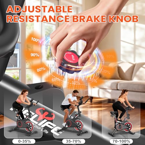 Quiet Exercise Bike for Home - Friction Stationary Bike - Black