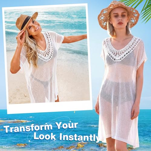 Women's Lightweight Sheer Poncho Cover-Up Swimsuit - Beige