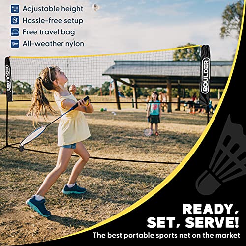 Portable Badminton Pickleball Net - 10ft Black, Adjustable Height