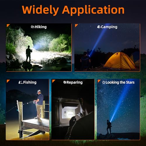 SuperFire 1000 Lumens Super Bright Flashlights LED Rechargeable, Zoomable Tactical Flashlight with Powerful Chips,5 Light Modes Pocket Flashlight for Home, Mechanic,Camping, Emergency, Survival