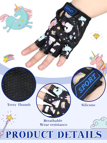 Kids Fingerless Workout Gloves - 6 Pairs Christmas Set for 5-8 Years Lovely
