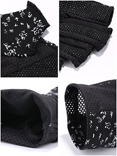 Women’s UV Protection Fingerless Gloves - Black Mitten for Cycling