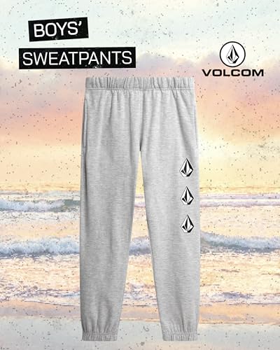 Volcom Boys Grey Heather Lightweight Fleece Joggers Size 10-12 with Pockets & Drawstring