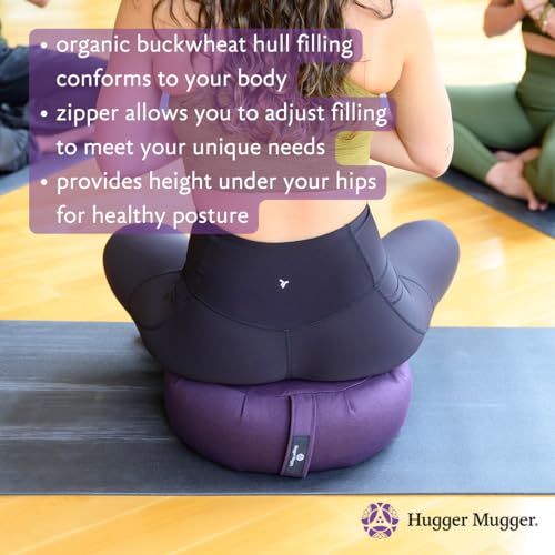 Zafu Meditation Cushion - Organic Buckwheat Filled, Blue
