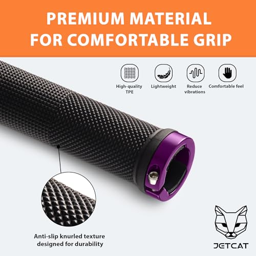Ergonomic Bike Handlebar Grips - 130mm Round - Black & Purple