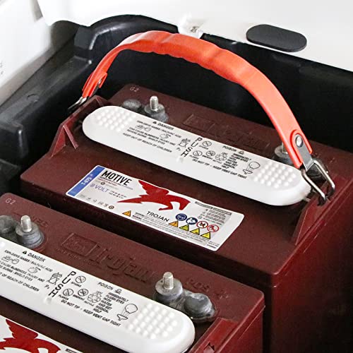 OXTOUF Golf Cart Battery Lifter Straps (2 Pcs) Orange - Fits Trojan/Club Car/EZGO/Yamaha