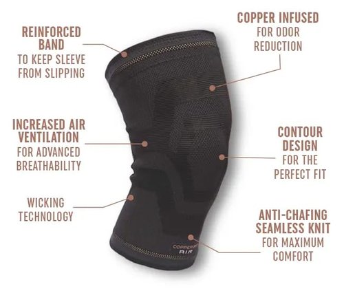 Copperfit Elite Air Knee Compression Support Knee Sleeve for Joint Pain and Arthritis Relief L/XL - 2 Pack, Large