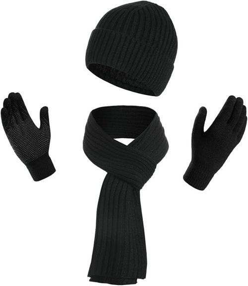 KRATARC Warm Knitted Scarf and Beanie Hat Set for Cold Winter | Unisex Fleece Comfort