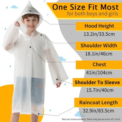 Opret Rain Ponchos with Hood and Sleeves 2 Pack for Kids