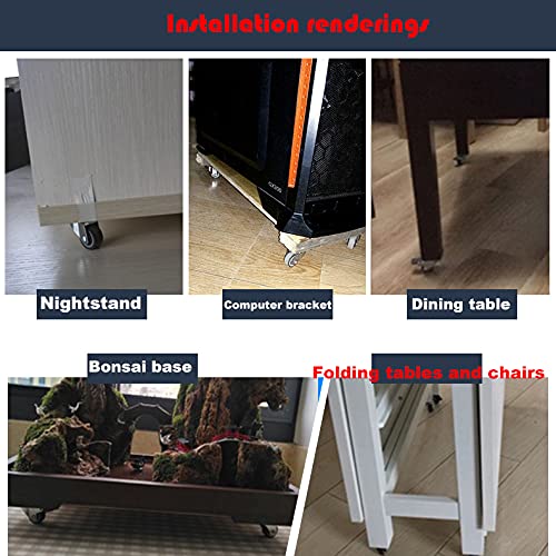 NERILEE 4-Pack 1 Inch M6x 15mm Swivel Caster Wheels with Mini Threaded Stem Small Tiny Shopping Cart Wheel Rubber TPE Perfect Caster Set for Small Furniture and Equipment