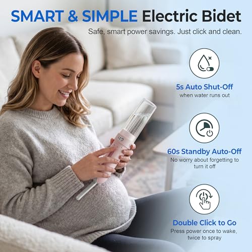 Electric Portable Bidet with 3 Modes - Rechargeable Travel Personal Hygiene Device for Women & Postpartum Care (Pink)