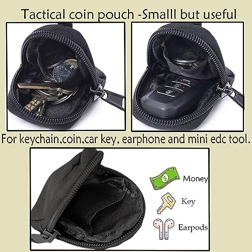Mini Tactical Coin Purse - EDC Keychain Organizer Pouch - Black