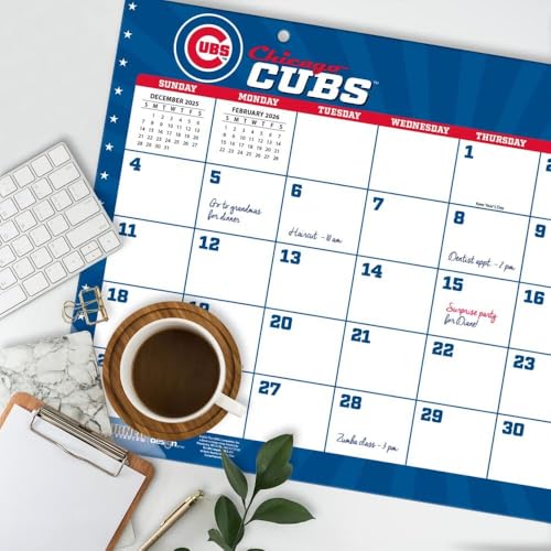 2026 Chicago Cubs Small Desk Pad Calendar - 17" x 11"