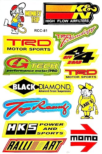 Motorsport Vinyl Decals Stickers - 6 Pack for Cars & Bikes