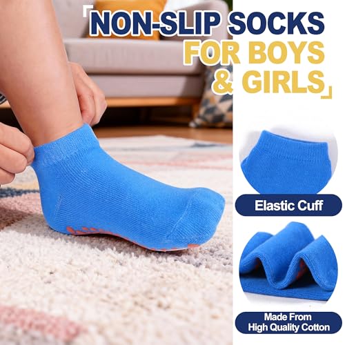 Non-Slip Kids Trampoline Socks with Grippers - 6-9 Years Black/Purple/Blue/Green