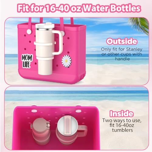 Cup Holder & Bag Charms Set for Beach Totes - 30oz Size - Daisy & Momlife