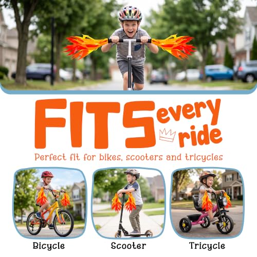 10-Inch Flame Bike Streamers for Kids - Vibrant Handlebar Decor