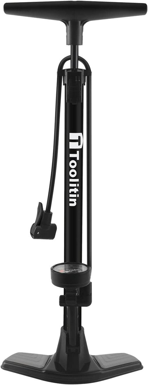 **TOOLITIN High-Pressure Bike Pump with Gauge - 160 PSI | Compatible with Presta & Schrader Valves**