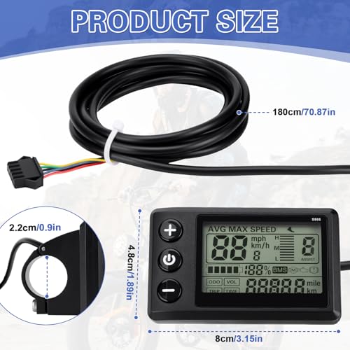 S866 LCD Display for Ridstar Q20 H20 H26 Pro E-Bike - Waterproof