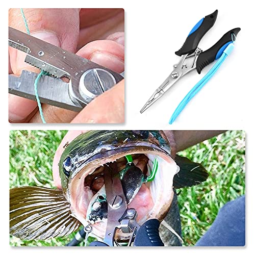 Stainless Steel Long Nose Fishing Pliers with Lanyard - 18cm
