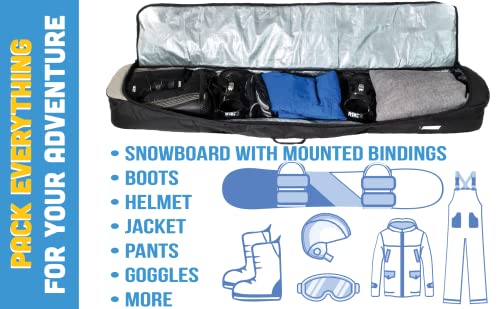 Athletico 157cm Peak Snowboard Bag with Padding — Black/Gray Travel Case for Boots & Gear