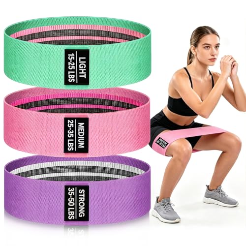 Fabric Resistance Bands Set - 3 Levels Non-Slip Exercise Booty Bands